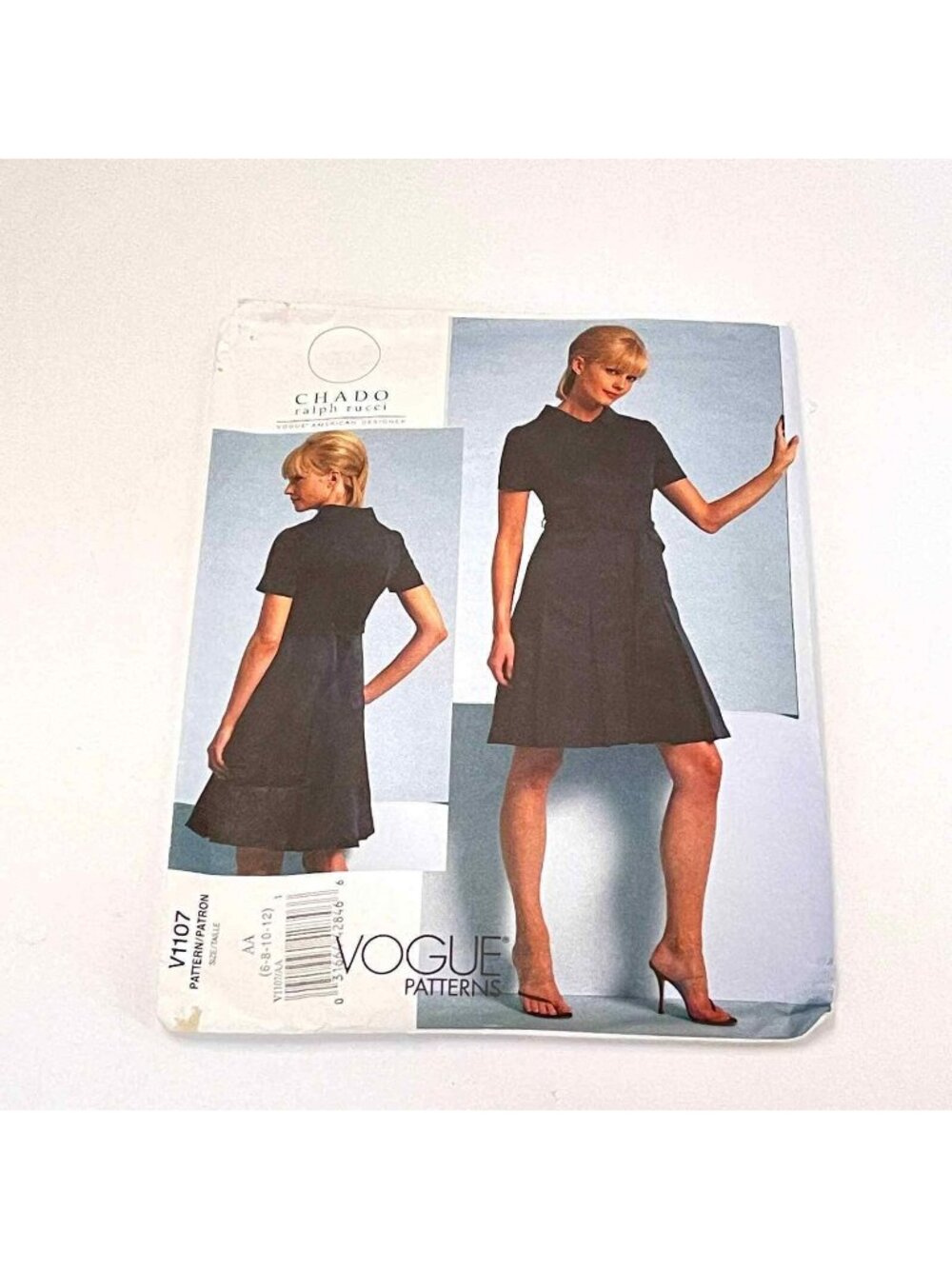Vogue V1107 CHADO Ralph Rucci Size 6 8 10 12 Dress Short sleeve Uncut USA